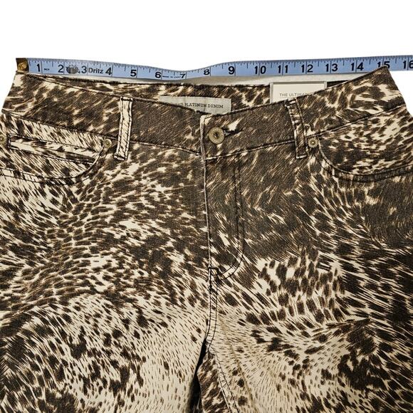 NWT Chico's Jeans Women's Size 6 Chicos 0.5 Platinum Pony Print Slim Tan Brown - Picture 12 of 14